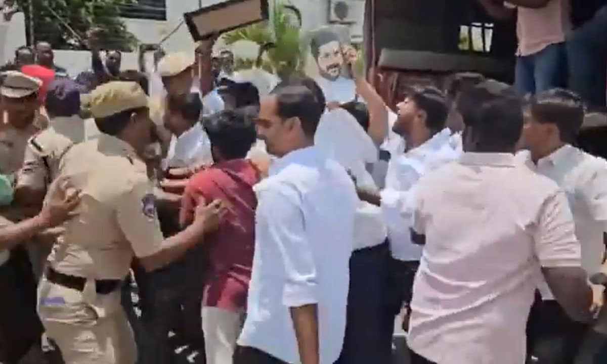 Congress, BRS Workers Clash at KTR’s Camp Office in Rajanna Sircilla