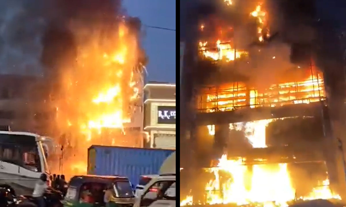 Hyderabad: Massive Fire Breaks Out at Centro Footwear Building in Madinaguda 1 Hyderabad: Massive Fire Breaks Out at Centro Footwear Building in Madinaguda