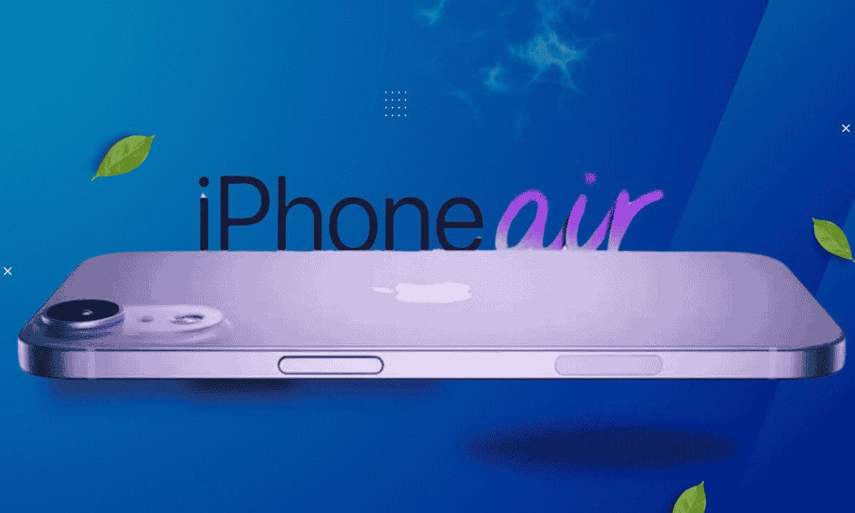 The iPhone 17 Air features an ultra-thin design with a horizontal camera bar and a 6.6-inch OLED display.