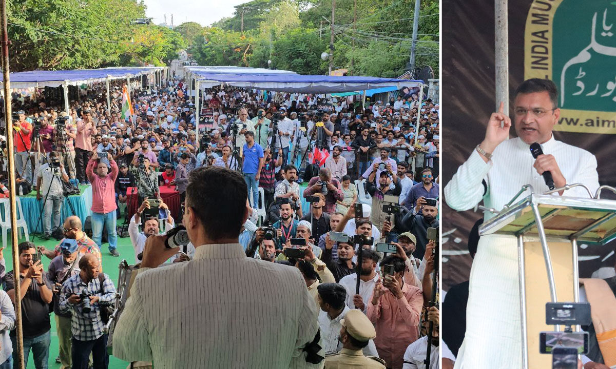 Massive Protest Held in Hyderabad Against 'Black Law' on Waqf 1 Massive Protest Held in Hyderabad Against 'Black Law' on Waqf