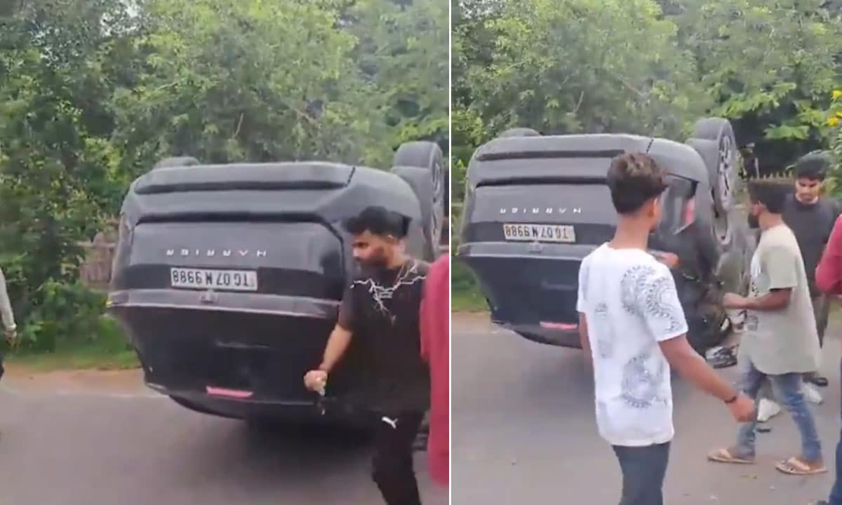Car Overturns Near CBIT in Gandipet, Hyderabad: All Passengers Safe