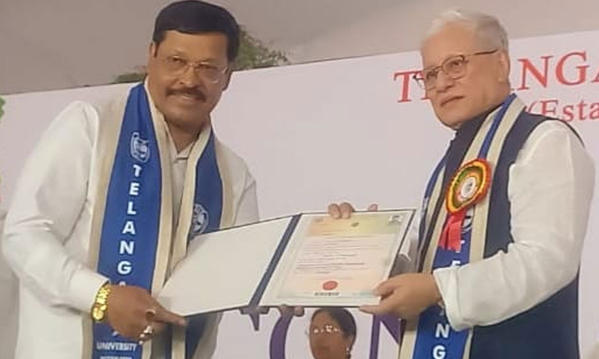 Governor Jishnu Dev Varma Confers Doctorate Degree to Dr. Shujath Ali Sufi at Telangana University Convocation 1 Governor Jishnu Dev Varma Confers Doctorate Degree to Dr. Shujath Ali Sufi at Telangana University Convocation