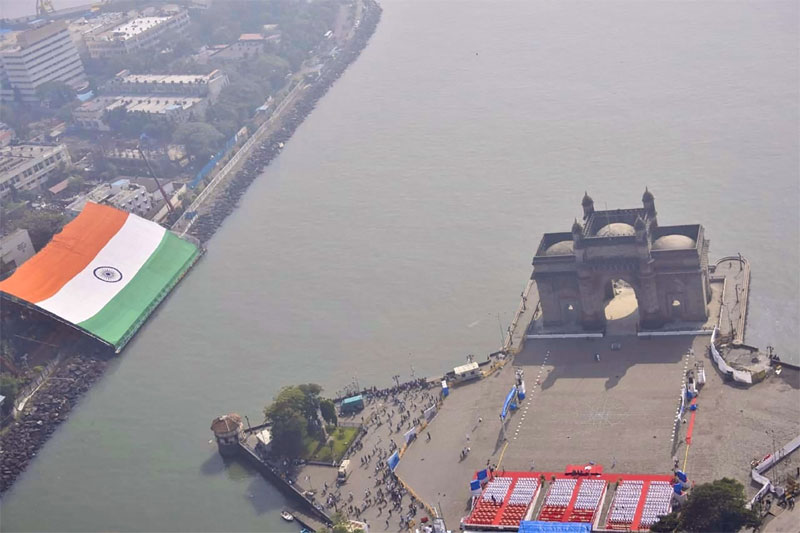 LARGEST NATIONAL FLAG 1 Indian Navy unveils World's Largest National Flag in Mumbai