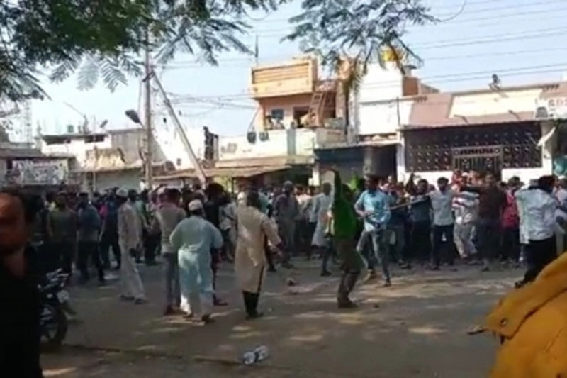 SHIVAMOGA VIOLENCE 2 Hijab row turns violent in K'taka; stone pelting, lathi-charge incidents reported