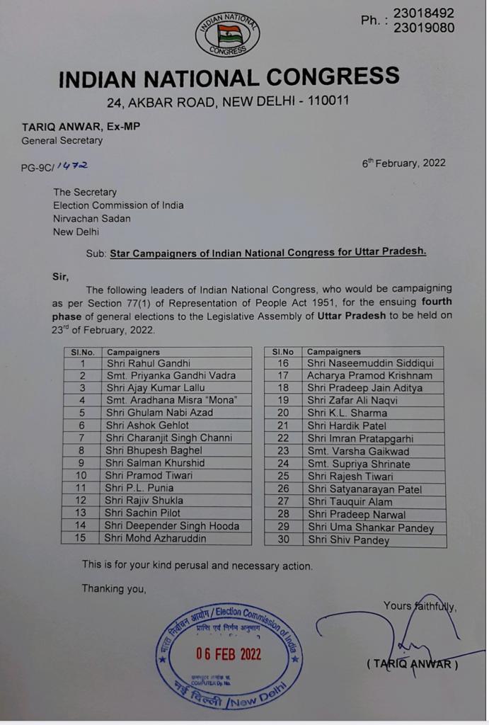 star campaigners congress Azharuddin included in Congress’ list of star campaigners; Sidhu snubbed
