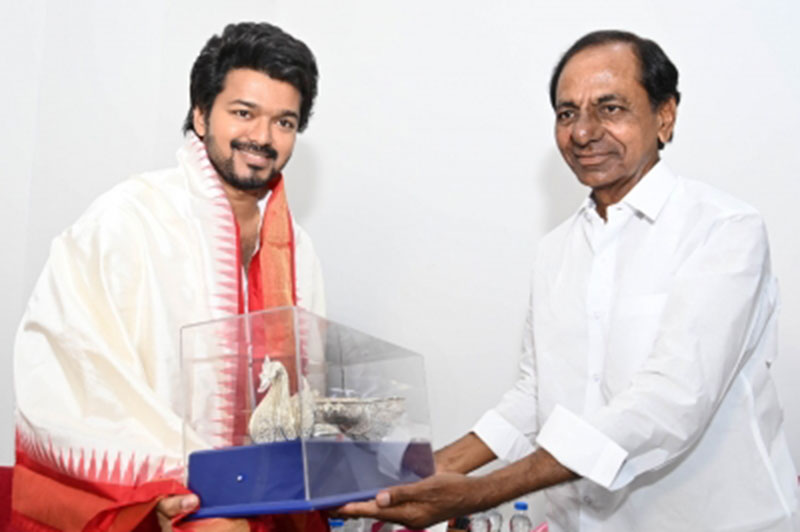 Vijay Tamil actor Vijay meets KCR in Hyderabad