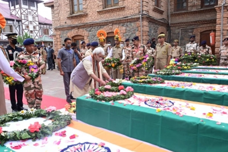 MANOJ SINHA PAID TRIBUTES J&K L-G pays tributes to ITBP personnel killed in bus accident