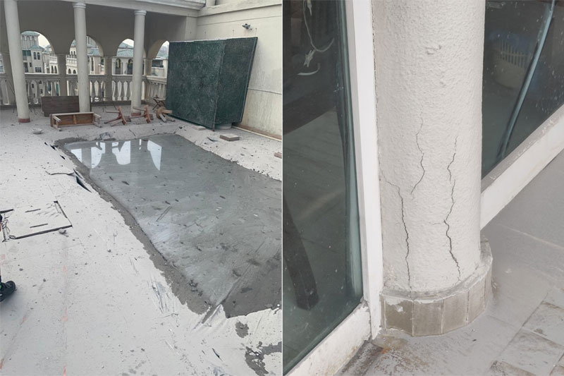 WINDOW PANES AND CRACKS 3 Twin Towers demolition: Window panes broken, cracks appear in neighbouring flats; See Pics