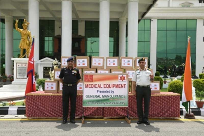 MANOJ PANDE Indian COAS hands over non-lethal equipments to Nepali Army