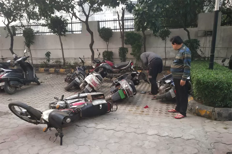 GHAZIABAD SPEEDING CAR 1 jpg Video: Speeding car hits professor in Ghaziabad society
