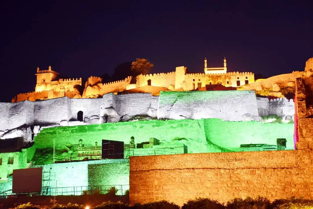 GOLCONDA FORT Hyderabad adorns in tri colour on 77th Independence Day