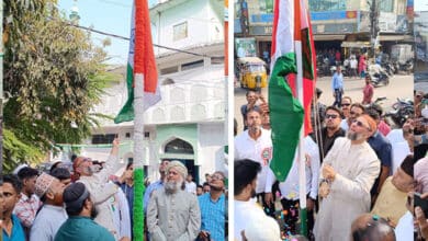 Owaisi Hoists National Flag at Madrasa and Madina Circle in Hyderabad