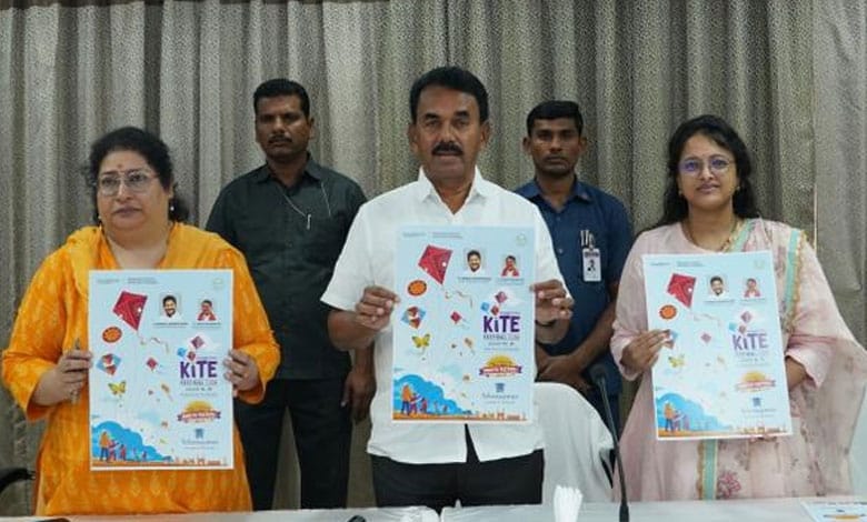 Jupally unveils poster of International Kite & Sweet Festival