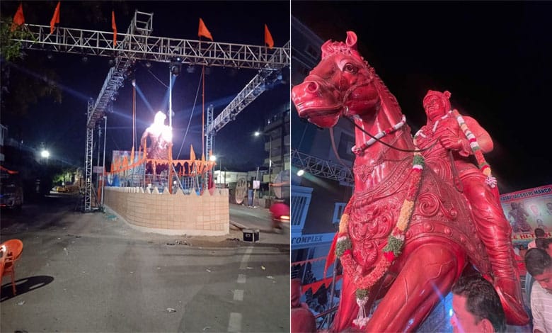 STATUE MAHARANA PRATAP Hyderabad News | 21-ft tall Maharana Pratap statue unveiled at Begum Bazaar