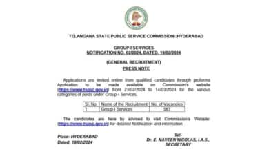 TSPSC issues notification for recruitment to 563 Group I posts