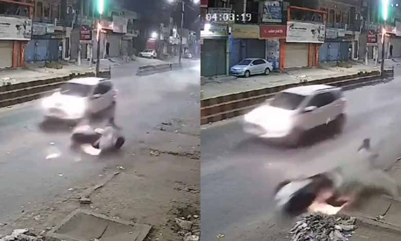 Speeding car hits scooter, drags man for several meters on road: Video