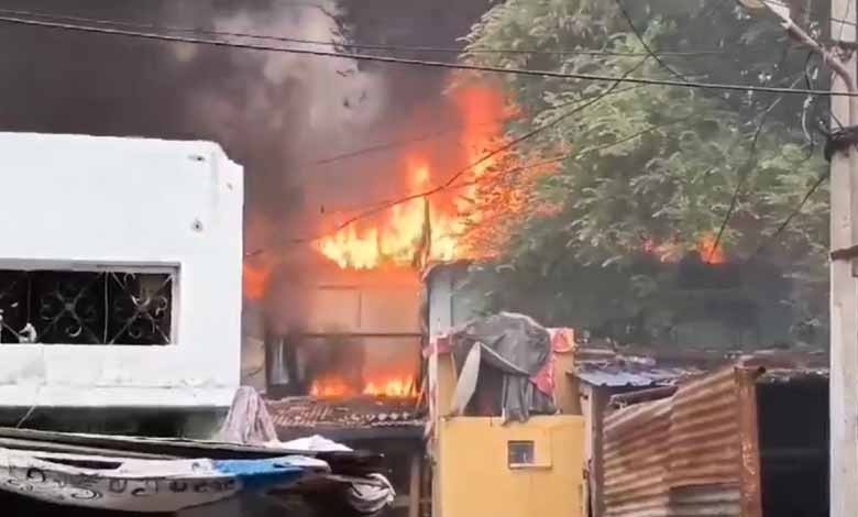 Massive Fire Erupts at Sofa Making Unit in Nampally, Hyderabad