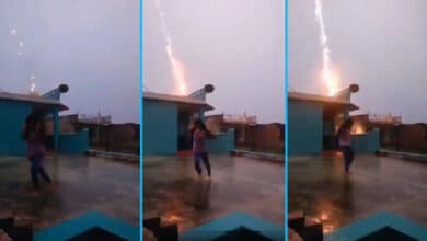 Video: Girl narrowly escapes lightning strike while making reel on rooftop