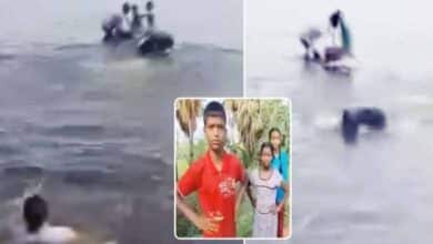 Hyderabad News | man drives car with three kids into lake, saved by locals: Video