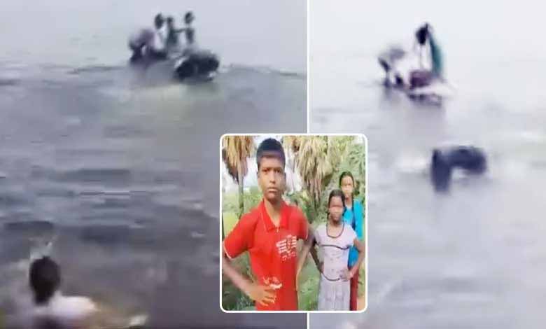 Hyderabad News | man drives car with three kids into lake, saved by locals: Video