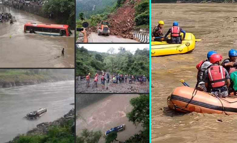 25 bodies recovered, 34 missing from two buses hit by landslides in Nepal