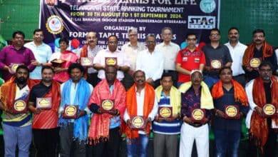 Felicitations for Former Table Tennis Players and Coaches at Telangana State Ranking Tournament