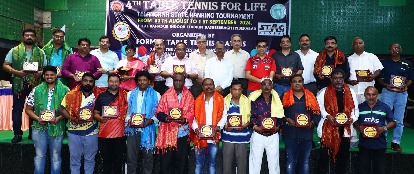 1234 2 Felicitations for Former Table Tennis Players and Coaches at Telangana State Ranking Tournament