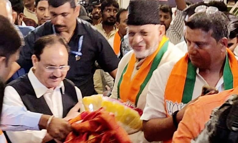 Mir Firasath Ali Baqri Welcomes National President J.P. Nadda During Hyderabad Visit