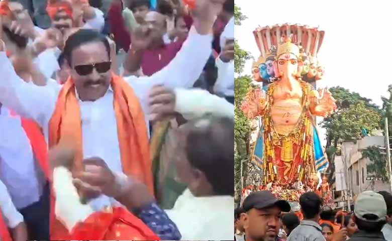 MLA Danam Nagender Steals the Show with Dance During Khairatabad Ganesh Shobha Yatra