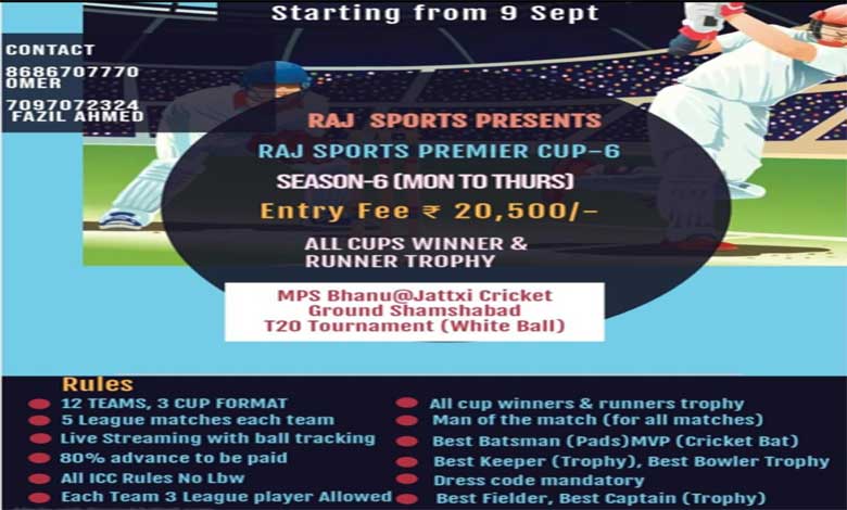 Raj Sports Premier Cup-6: Exciting T20 Tournament Kicks Off from September 9th*