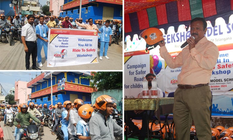 Road Safety Awareness Workshop Held at Deeksha Model School, Hyderabad; 152 Helmets Distributed