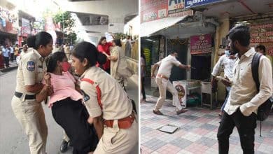 Police cane protesting Group 1 services aspirants in Hyderabad