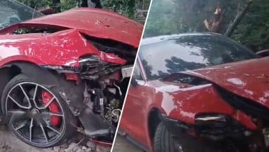 Banjara Hills Mishap: Porsche Slams into Wall, Flips in High-Speed Accident Near KBR Park