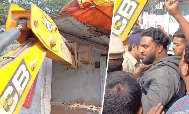 Hyderabad: GHMC Demolish Illegal Encroachments Near Anmol Hotel in Eidi Bazaar