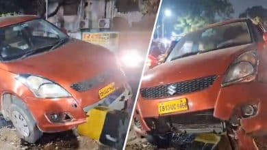 Car Crashes into Divider Near Erragadda, Hyderabad