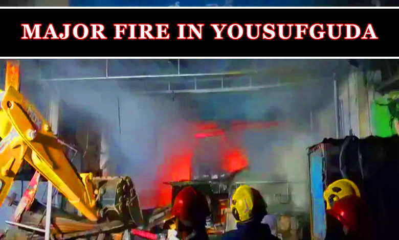 Hyderabad Blaze: Midnight Fire Engulfs SR Automobiles on Yousufguda Main Road