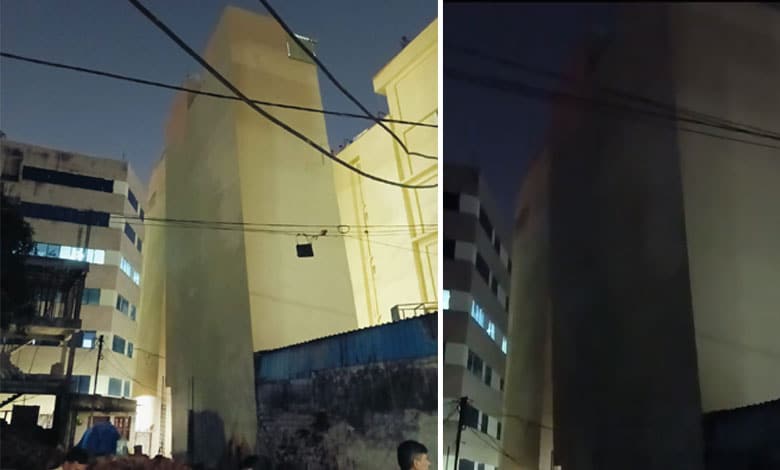 GACHIBOWLI Hyderabad: Four-Storey Building Tilts in Gachibowli: Video