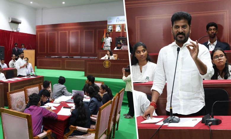 CM Revanth Reddy Joins Children's Mock Assembly on Children's Day in Hyderabad