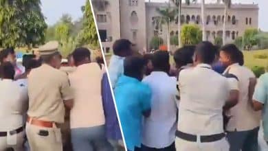 Tension Erupts at Osmania University as Police and BRSV Leaders Clash Over Effigy Burning Incident