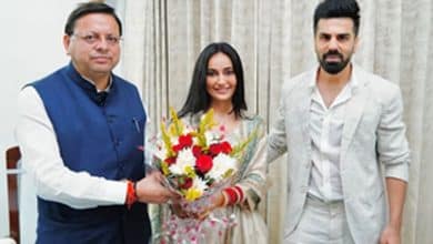 Surbhi Jyoti, Sumit meets Uttarakhand CM Pushkar Singh Dhami post wedding