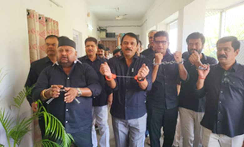 BRS MLAs reach Telangana Assembly wearing handcuffs as mark of protest