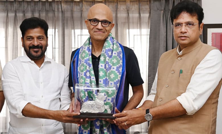 3 1 CM Revanth Reddy Meets Satya Nadella to Discuss Job Creation and Skill Development Initiatives in Hyderabad