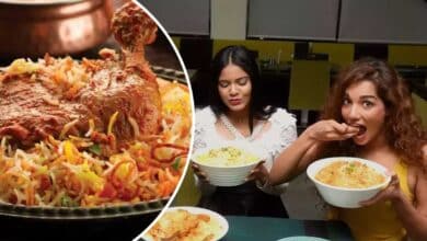 Hyderabad Orders 1.57 Crore Biryanis in 2024 A plate of delicious Hyderabadi chicken biryani, the most ordered dish of 2024, symbolizing Hyderabad’s culinary pride.