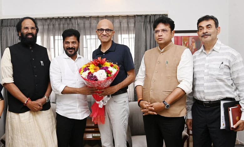 CM Revanth Reddy Meets Satya Nadella to Discuss Job Creation and Skill Development Initiatives in Hyderabad