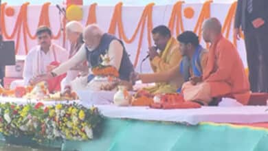 PM Modi in Prayagraj; meets saints, performs puja at Sangam