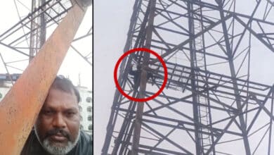 Hyderabad: Former Home Guard Climbs Tower in Protest at LB Stadium Over Unfair Dismissals (Lead)