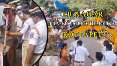 Hyderabad: LB Nagar Traffic Police Demolish Small Shops on Footpaths in Kottapet