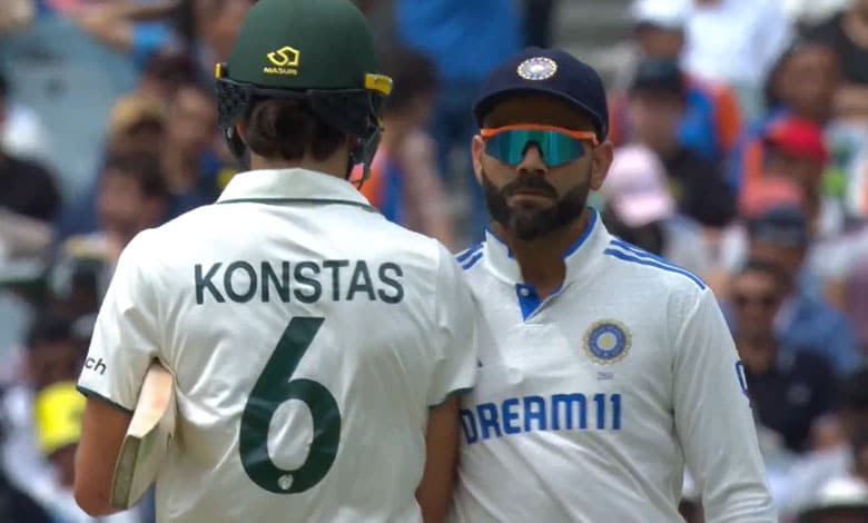 VIRAT KONSTAS 2 Virat Kohli Fined 20% of Match Fee for Shoulder Clash with Sam Konstas: Video