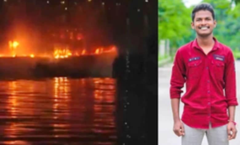 Search for Hyderabad youth missing after fire on boats in Hussain Sagar Lake