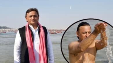 Akhilesh Yadav Takes Holy Dip in Sangam at Maha Kumbh